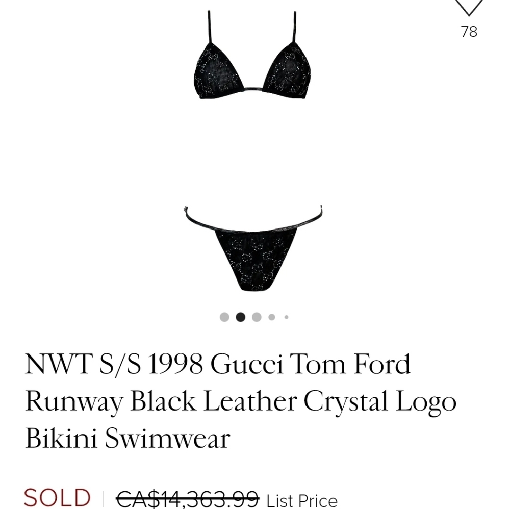 Gucci Vintage 1998 Crystal And Leather and Leather Bikini Bottom Only Sz 40